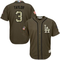 Los Angeles Dodgers #3 Chris Taylor Green Salute to Service Stitched MLB Jersey