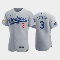 Los Angeles Los Angeles Dodgers #3 Chris Taylor Men's Nike Jackie Robinson 75th Anniversary Authentic MLB Jersey - Gray