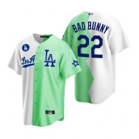 Los Angeles Los Angeles Dodgers #22 Bad Bunny White Green Men's 2022 MLB All-Star Celebrity Softball Game Jersey