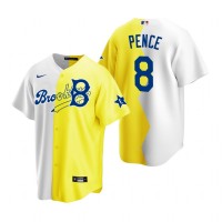Los Angeles Los Angeles Dodgers #8 Hunter Pence White Yellow Men's 2022 MLB All-Star Celebrity Softball Game Jersey