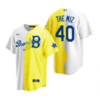 Los Angeles Los Angeles Dodgers #40 The Miz White Yellow Men's 2022 MLB All-Star Celebrity Softball Game Jersey