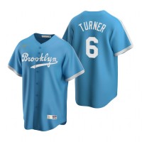 Los Angeles Los Angeles Dodgers #6 Trea Turner MLB  Light Blue Alternate Cooperstown Collection Jersey