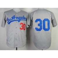 Mitchell And Ness 1963 Los Angeles Dodgers #30 Maury Wills Grey Throwback Stitched MLB Jersey