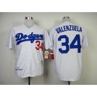 Mitchell And Ness 1955 Los Angeles Dodgers #34 Fernando Valenzuela White Throwback Stitched MLB Jersey