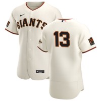 San Francisco San Francisco Giants #13 Austin Slater Men's Nike Cream Home 2020 Authentic 20 at 24 Patch Player MLB Jersey
