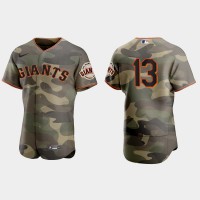 San Francisco San Francisco Giants #13 Austin Slater Men's Nike 2021 Armed Forces Day Authentic MLB Jersey -Camo