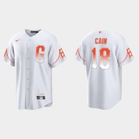 San Francisco San Francisco Giants #18 Matt Cain Men's 2021 City Connect White Fan's Version Jersey