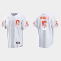 San Francisco San Francisco Giants #5 Pat Burrell Men's 2021 City Connect White Fan's Version Jersey