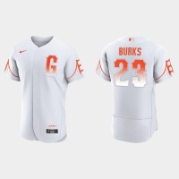 San Francisco San Francisco Giants #23 Ellis Burks Men's 2021 City Connect Authentic White Jersey