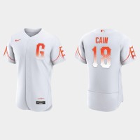 San Francisco San Francisco Giants #18 Matt Cain Men's 2021 City Connect Authentic White Jersey