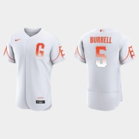 San Francisco San Francisco Giants #5 Pat Burrell Men's 2021 City Connect Authentic White Jersey