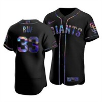 San Francisco San Francisco Giants #33 Darin Ruf Men's Nike Iridescent Holographic Collection MLB Jersey - Black