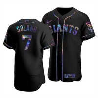 San Francisco San Francisco Giants #7 Donovan Solano Men's Nike Iridescent Holographic Collection MLB Jersey - Black