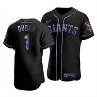 San Francisco San Francisco Giants #1 Mauricio Dubon Men's Nike Iridescent Holographic Collection MLB Jersey - Black