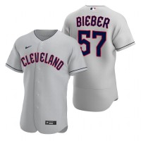 Cleveland Cleveland Guardians #57 Shane Bieber Gray Men's Nike 2022 Authentic Road MLB Jersey
