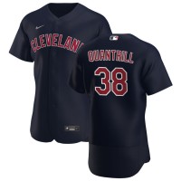 Cleveland Cleveland Guardians #38 Cal Quantrill Men's Nike Navy Alternate 2020 Authentic Player MLB Jersey