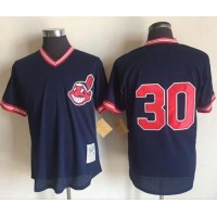Mitchell And Ness 1986 Cleveland Guardians #30 Joe Carter Blue Throwback Stitched MLB Jersey