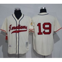 Mitchell And Ness 1948 Cleveland Guardians #19 Bob Feller Cream Stitched Throwback MLB Jersey