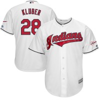Cleveland Cleveland Guardians #28 Corey Kluber Majestic Home 2019 All-Star Game Patch Cool Base Player Jersey White