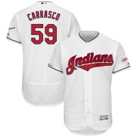 Cleveland Cleveland Guardians #59 Carlos Carrasco Majestic Home 2019 All-Star Game Patch Flex Base Player Jersey White