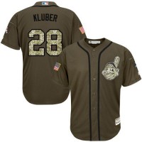 Cleveland Guardians #28 Corey Kluber Green Salute to Service Stitched MLB Jersey