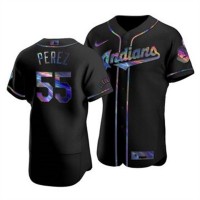 Cleveland Cleveland Guardians #55 Roberto Perez Men's Nike Iridescent Holographic Collection MLB Jersey - Black