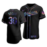 Cleveland Cleveland Guardians #30 Tyler Naquin Men's Nike Iridescent Holographic Collection MLB Jersey - Black
