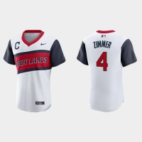 Cleveland Cleveland Guardians #4 Bradley Zimmer Men's Nike White 2021 Little League Classic Authentic MLB Jersey