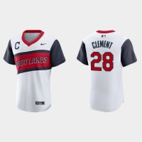 Cleveland Cleveland Guardians #28 Ernie Clement Men's Nike White 2021 Little League Class Authentic MLB Jersey