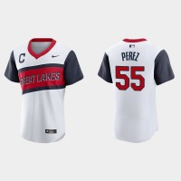Cleveland Cleveland Guardians #55 Roberto Perez Men's Nike White 2021 Little League Class Authentic MLB Jersey
