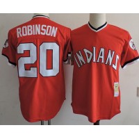 Mitchell And Ness Cleveland Guardians #20 Eddie Robinson Red Throwback Stitched MLB Jersey