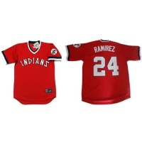 Cleveland Guardians #24 Manny Ramirez Red 1978 Turn Back The Clock Stitched MLB Jersey