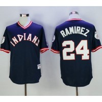 Cleveland Guardians #24 Manny Ramirez Navy Blue 1976 Turn Back The Clock Stitched MLB Jersey