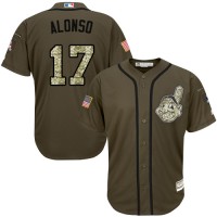 Cleveland Guardians #17 Yonder Alonso Green Salute to Service Stitched MLB Jersey
