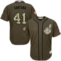 Cleveland Guardians #41 Carlos Santana Green Salute to Service Stitched MLB Jersey