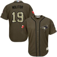 Toronto Blue Jays #19 Paul Molitor Green Salute to Service Stitched MLB Jersey