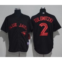 Toronto Blue Jays #2 Troy Tulowitzki Black Strip Stitched MLB Jersey