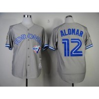 Mitchell And Ness Toronto Blue Jays #12 Roberto Alomar Grey Stitched MLB Throwback Jersey