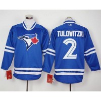 Toronto Blue Jays #2 Troy Tulowitzki Blue Long Sleeve Stitched MLB Jersey
