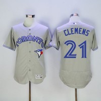 Toronto Blue Jays #21 Roger Clemens Grey Flexbase Authentic Collection Stitched MLB Jersey
