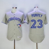 Toronto Blue Jays #23 Dalton Pompey Grey Flexbase Authentic Collection Stitched MLB Jersey