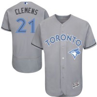 Toronto Blue Jays #21 Roger Clemens Grey Flexbase Authentic Collection Father's Day Stitched MLB Jersey