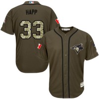 Toronto Blue Jays #33 J.A. Happ Green Salute to Service Stitched MLB Jersey