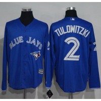 Toronto Blue Jays #2 Troy Tulowitzki Blue New Cool Base Long Sleeve Stitched MLB Jersey