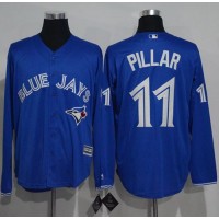 Toronto Blue Jays #11 Kevin Pillar Blue New Cool Base Long Sleeve Stitched MLB Jersey