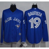 Toronto Blue Jays #19 Jose Bautista Blue New Cool Base Long Sleeve Stitched MLB Jersey