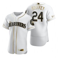 Seattle Seattle Mariners #24 Ken Griffey Jr. White Nike Men's Authentic Golden Edition MLB Jersey
