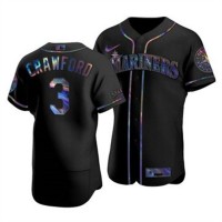 Seattle Seattle Mariners #3 J.P. Crawford Men's Nike Iridescent Holographic Collection MLB Jersey - Black