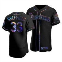 Seattle Seattle Mariners #33 Justus Sheffield Men's Nike Iridescent Holographic Collection MLB Jersey - Black