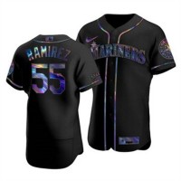Seattle Seattle Mariners #55 Yohan Ramirez Men's Nike Iridescent Holographic Collection MLB Jersey - Black